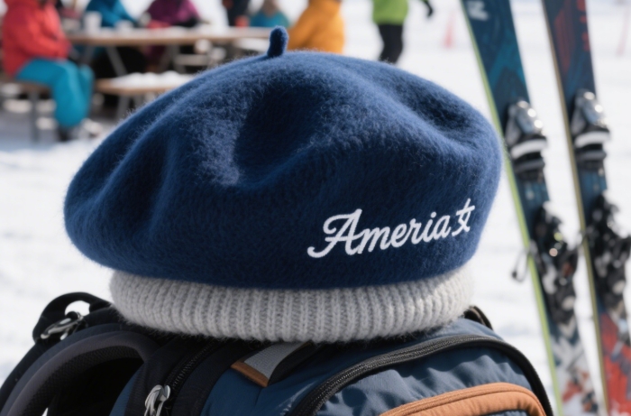Personalized fleece-lined beanie hat with embroidered initials for cold weather adventures