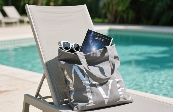 Personalized monogrammed pool tote bag with sunglasses, ideal summer girlfriend gift 2025.