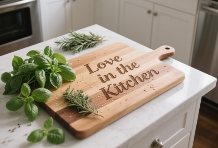 Personalized recipe cutting board in cursive script, sentimental kitchen gift under $180