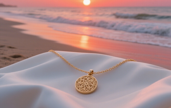 Personalized summer anniversary necklace with custom engraving for girlfriend