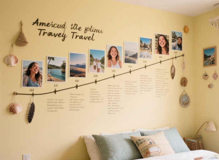 Personalized travel photo collage wall art featuring her best adventure pictures