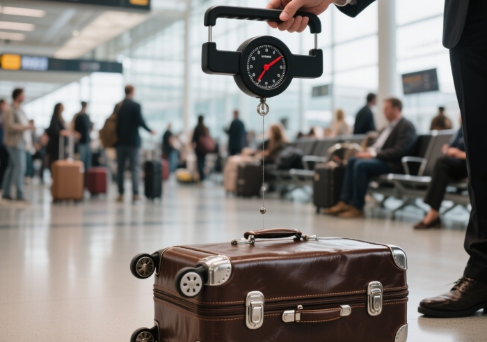 Portable luggage scale to avoid airline baggage fees