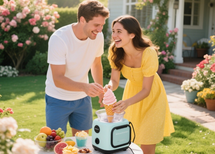 Portable no-electricity ice cream maker, fun 2025 summer gift for foodie girlfriends.