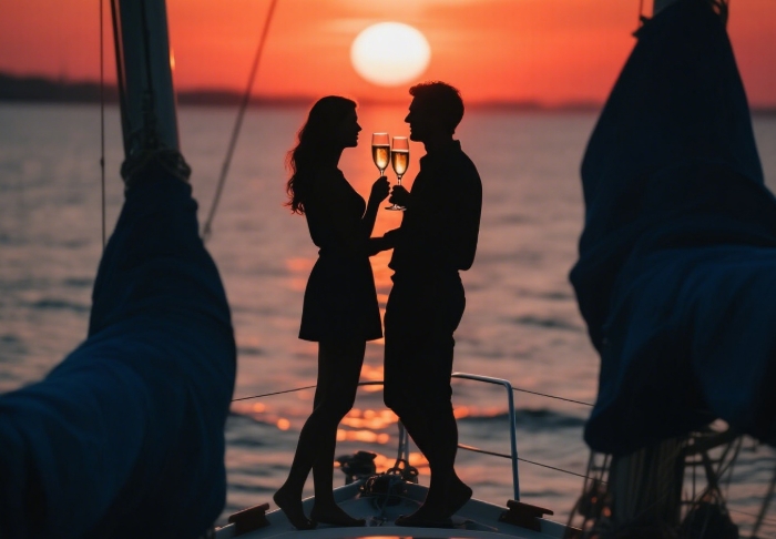 Private sunset sail summer date gift, luxury experience for adventurous couples