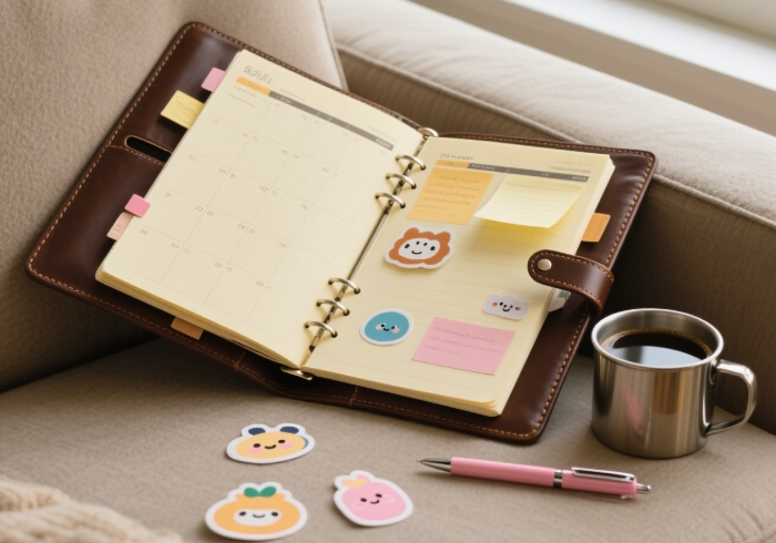 Professional leather planner for women with personalized details