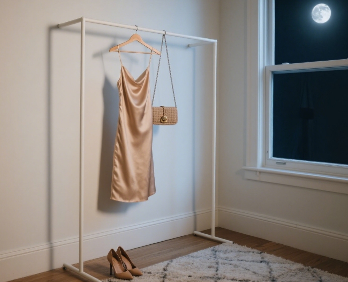 Reformation silk dress styled for a night out or virtual event