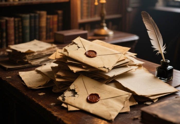 Reproduced antique love letters with modern blank journal