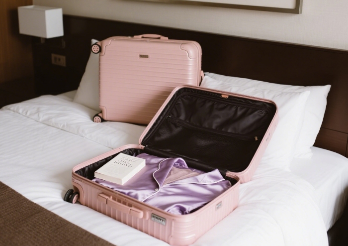 Rimowa pink suitcase summer travel gift, luxury luggage for stylish getaways