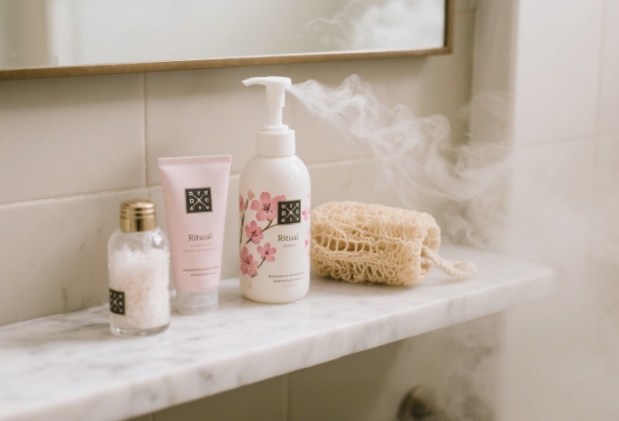 Rituals Sakura Foaming Shower Gel with bath essentials for relaxation