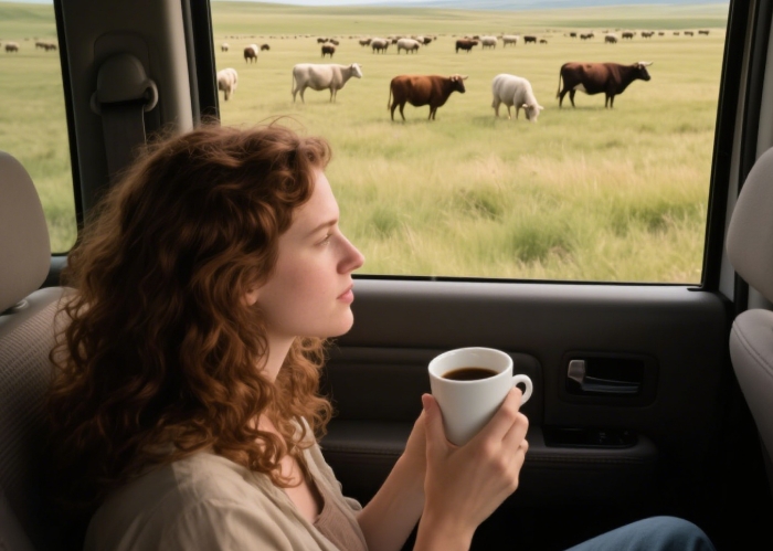 Road trip gifts for girlfriend scenic drive with coffee cup in hand