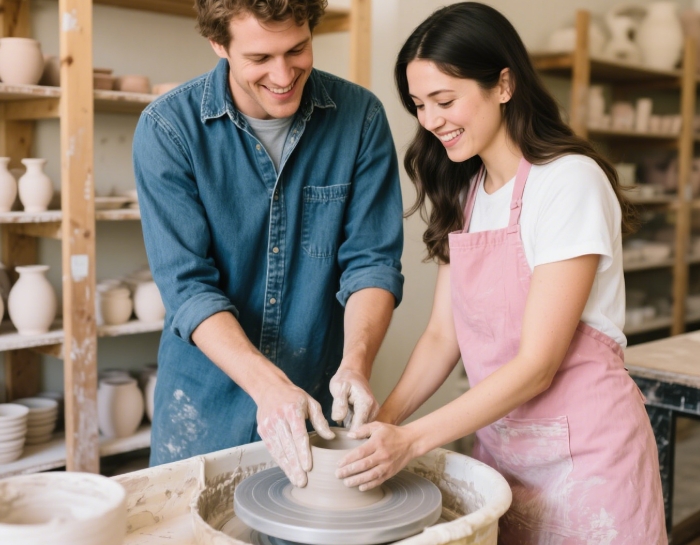 Romantic couple artisan workshop experience gift like blacksmithing or pottery making unique souvenirs 2025
