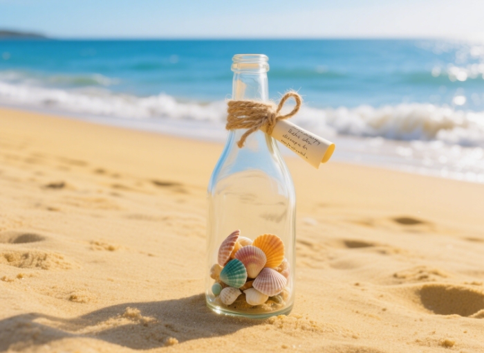 Romantic message in a bottle keepsake with love letter, unique anniversary gift under $150