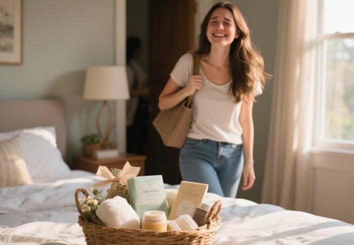 Self care relaxation gift basket for busy girlfriend