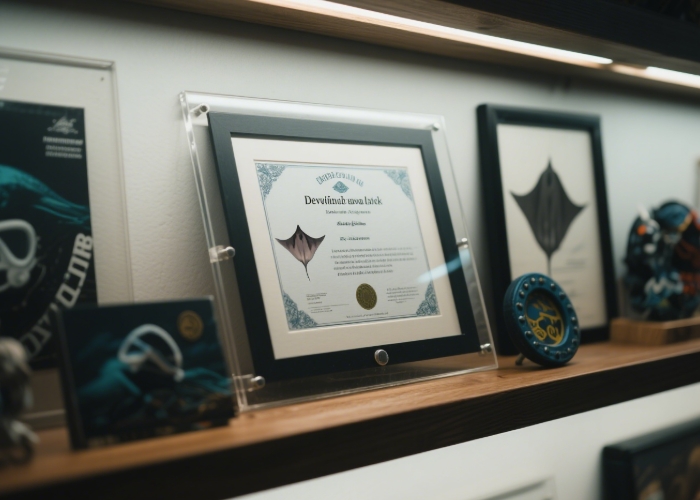 Shark adoption certificate from marine conservation group, meaningful gift for diver