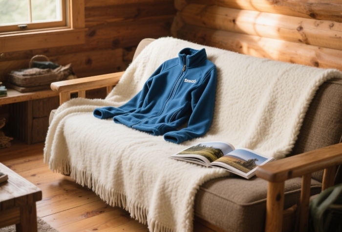 Smartwool thermal top folded on a wool blanket
