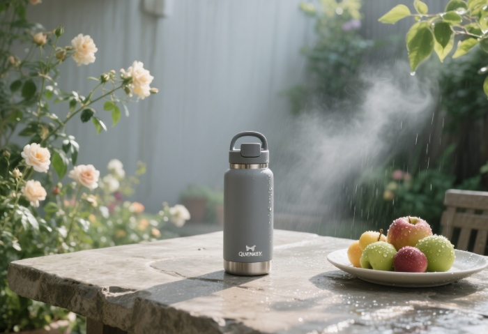 Stanley Quencher tumbler keeping drinks cold in summer heat