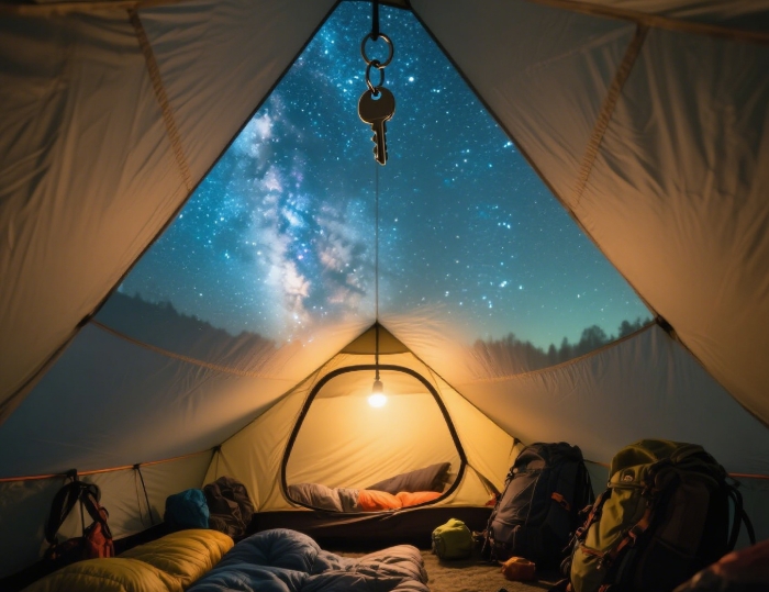 Star projector keychain lighting up camping tent - under $20 gift for her