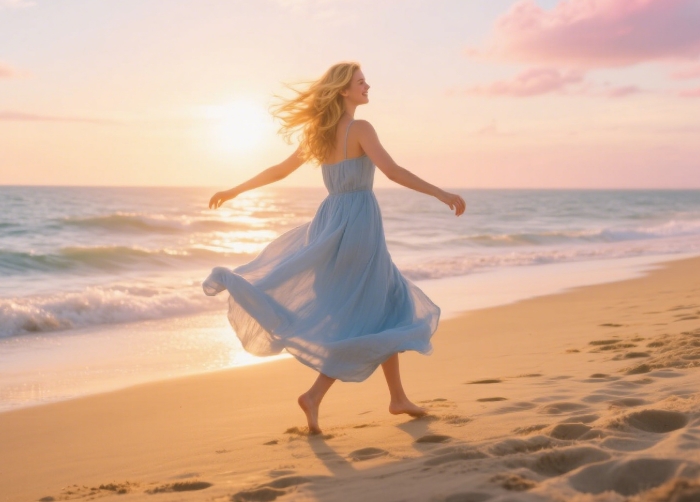 Stylish linen dress, fashionable summer gift for her