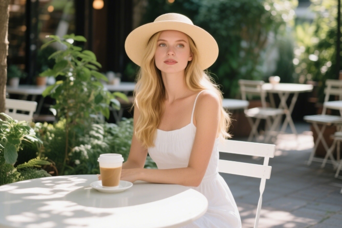 Stylish sun hat for summer, fashionable gift for girlfriend