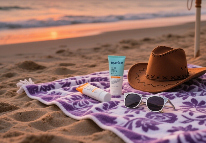 Supergoop Glow Screen and SPF mist for glowing, protected summer skin, beach day essentials