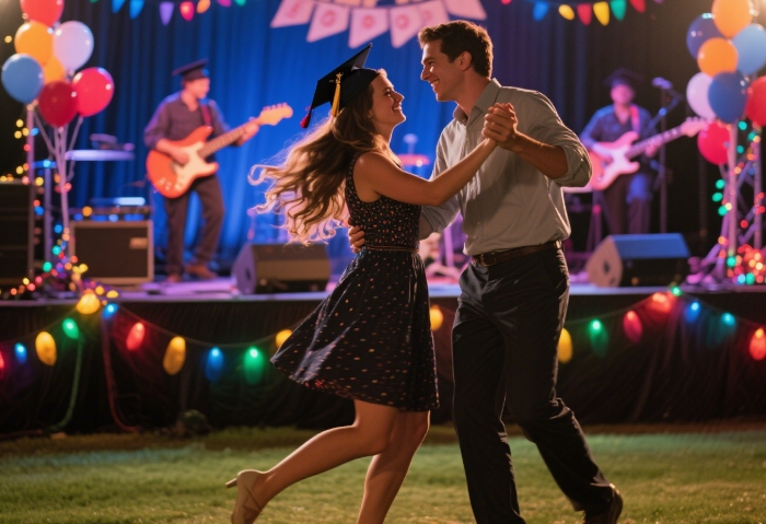 Surprise graduation concert gift idea with fairy lights.
