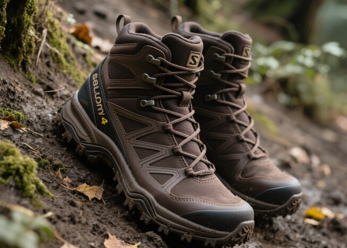 Waterproof hiking boots for women on wet trails