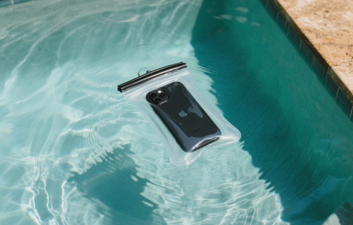 Waterproof phone pouch for beach and pool adventures