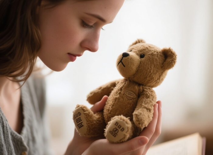 Woman holding found vintage [Toy Name] from her childhood