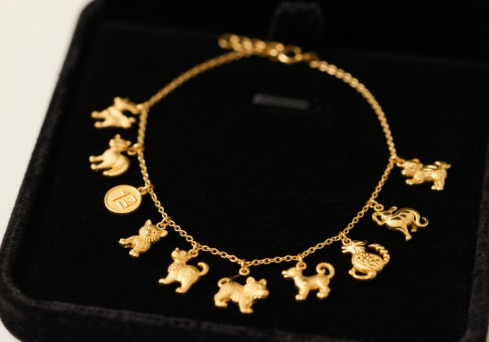Zodiac-themed gold jewelry with birthstone, meaningful anniversary gift under $350