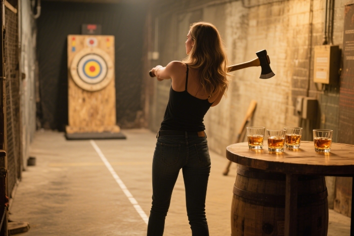 axe throwing and whiskey tasting date night