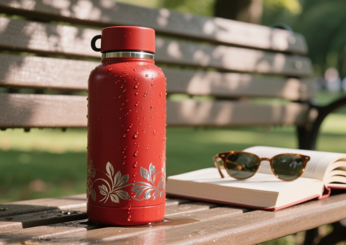 colorful stainless steel water bottle keeping drinks cold all day outdoors