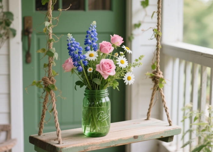 fresh picked wildflower bouquet in mason jar rustic country gift