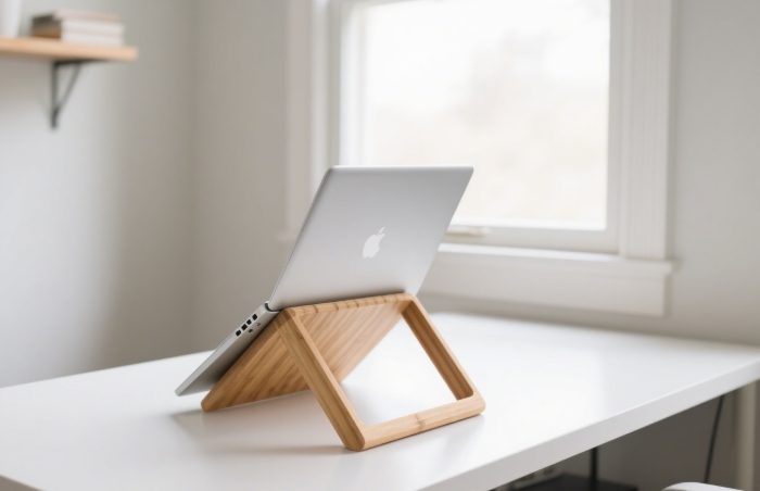 stylish bamboo laptop riser stand for ergonomic home office workspace