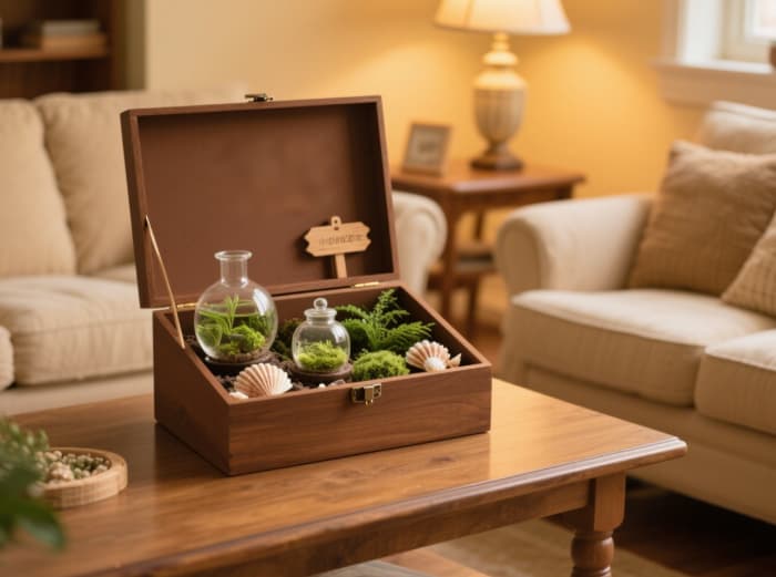 All-in-one DIY build your own terrarium kit gift, contents displayed