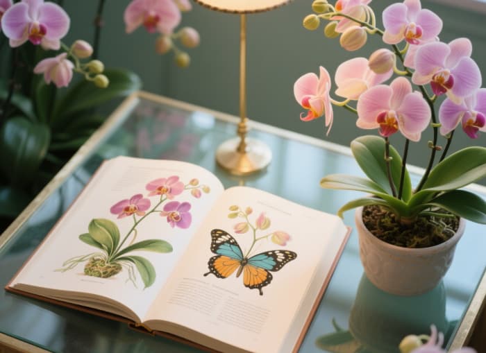 Beautifully illustrated plant encyclopedia open beside matching houseplant, gardening gift for plant mom