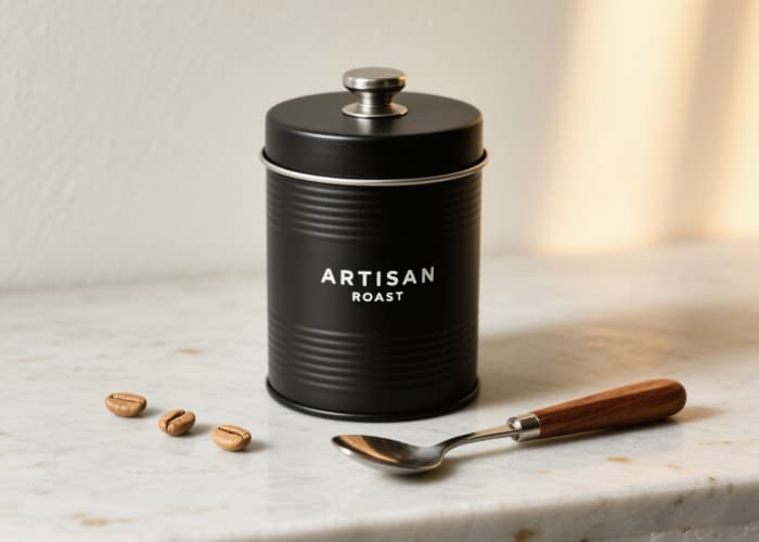Chic airtight coffee bean storage canister with matching wood or metal scoop