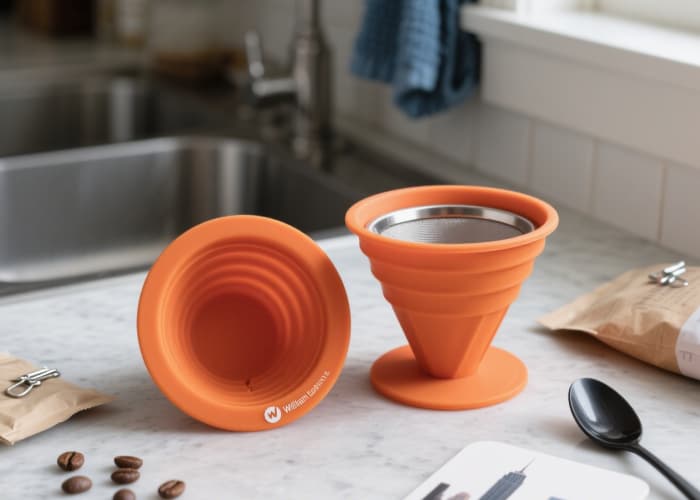 Colorful collapsible silicone coffee dripper for easy travel and compact storage