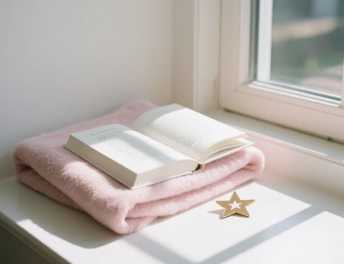 Cozy reading nook anniversary gift blanket, book, bookmark delivered next day