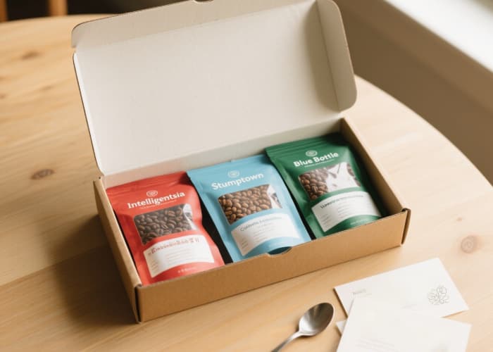 Curated coffee subscription box featuring unique small-batch roasts from different origins