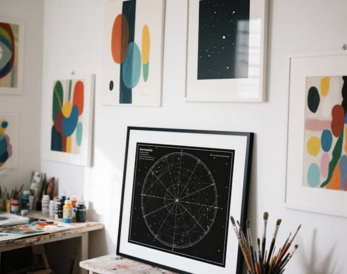 Custom night sky star map art print, personalized with date and location