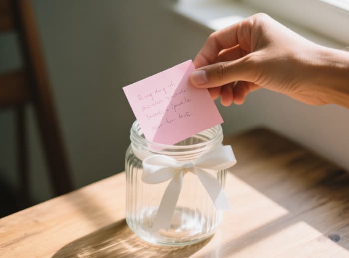 DIY heartfelt anniversary gift Reasons I love you right now jar with personal notes