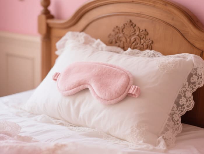 Luxurious soft cashmere blend sleep eye mask gift on pillow