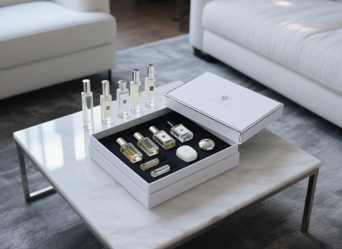 Luxury niche perfume sample discovery set vials, elegant gift