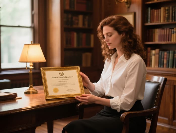 Meaningful charity donation gift made in her name, certificate held
