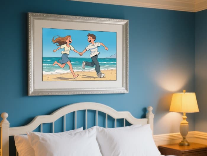 Personalized funny custom comic strip gift framed, relationship moment