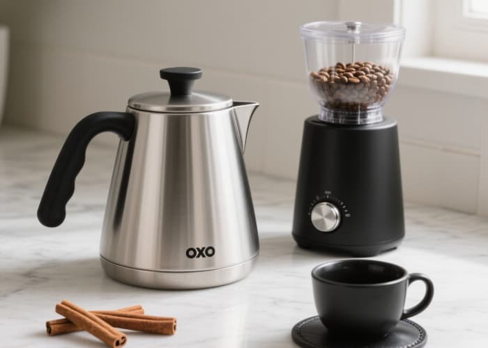 Sleek insulated thermal coffee carafe keeping brewed coffee hot for hours