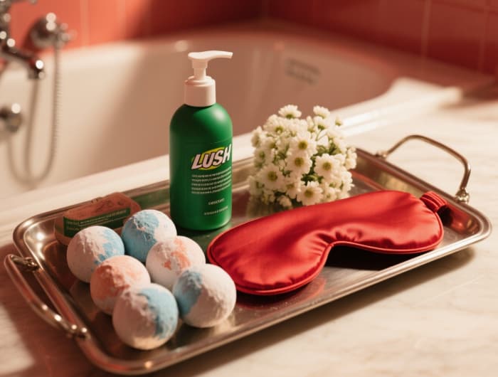Spa night anniversary gift delivered fast bath bombs, lotion, eye mask