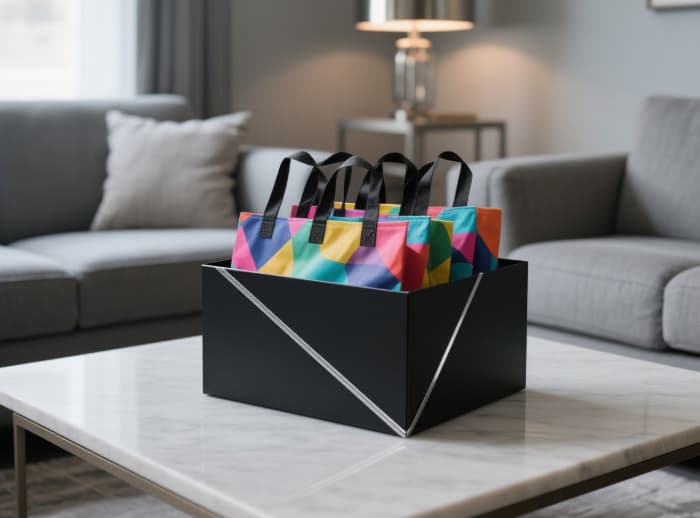 Stylish reusable grocery tote bags gift, colorful and practical